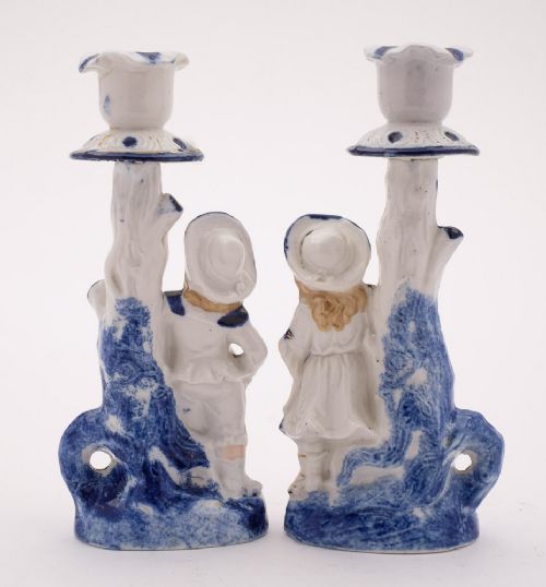 Nice Pair Edwardian China Candlesticks - circa 1905