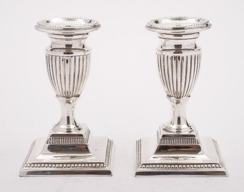 A Beautiful Pair of Edwardian Silver Plated Candle Sticks - circa 1905