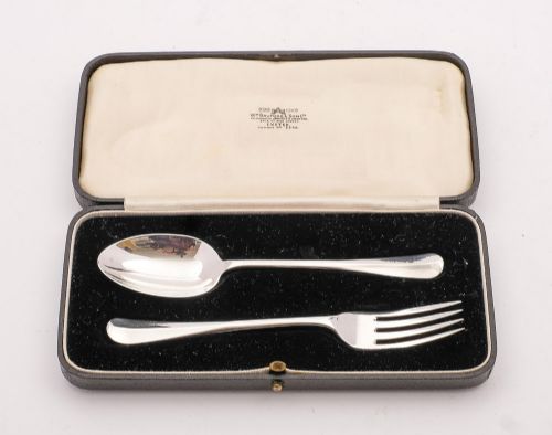 A Good English Victorian Silver Christening Set - London 1933