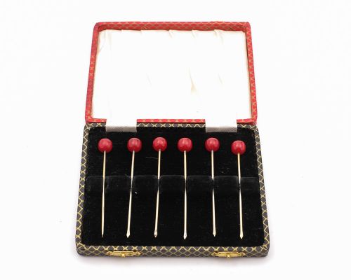 Lovely set of 6 sterling silver Art Deco cocktail sticks - circa 1930