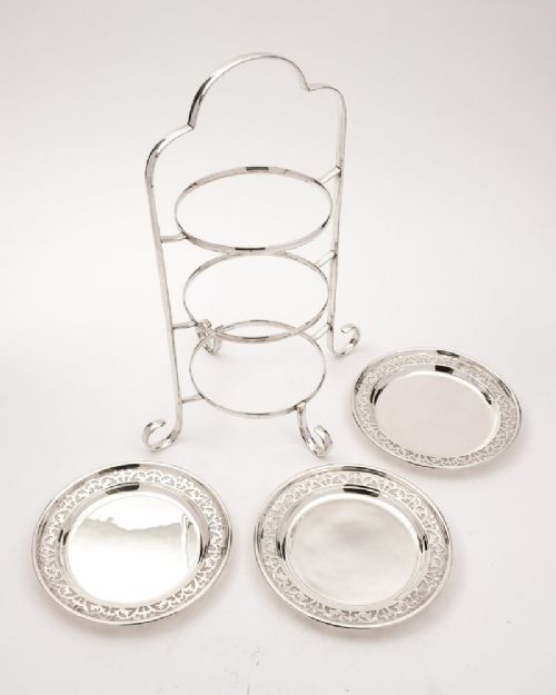 Elegant Art Deco Silver Plated 3 tier Cake Stand - circa 1930