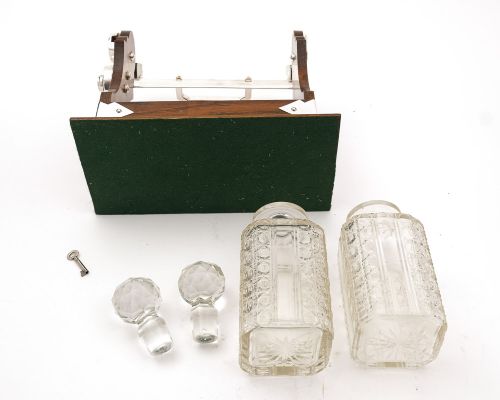 Lovely Victorian oak 2 bottle tantalus - circa 1890