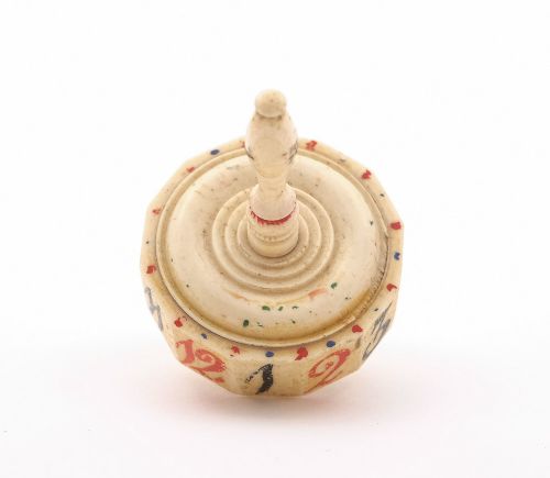 Rare Napoleonic Bone gaming spinning Top - circa 1810
