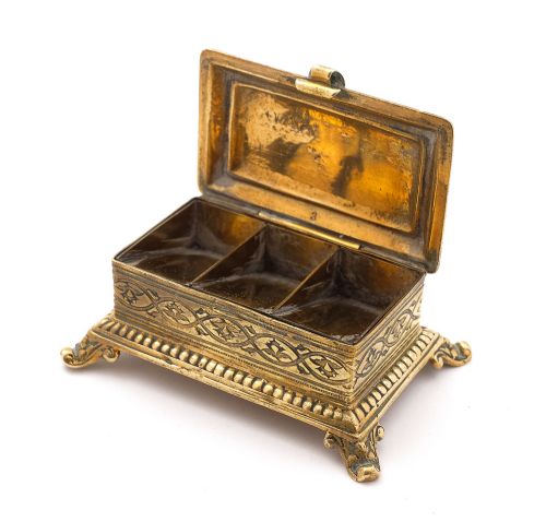 Fabulous English Victorian brass stamp box - circa 1890