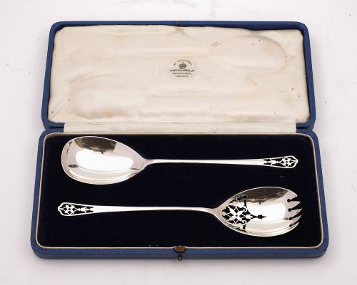 Nice Pair of Silver Mappin & Webb Salad Servers - Sheffield 1911
