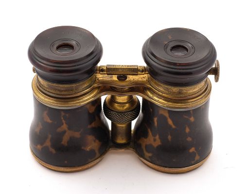 Lovely Pair Faux Tortoiseshell & Brass Binoculars - circa 1920