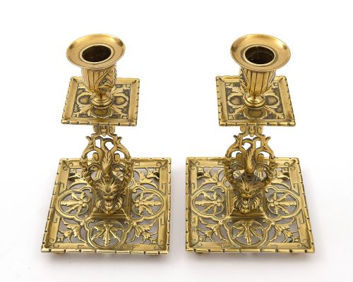 Fabulous Pair Victorian Brass Candlesticks - circa 1890