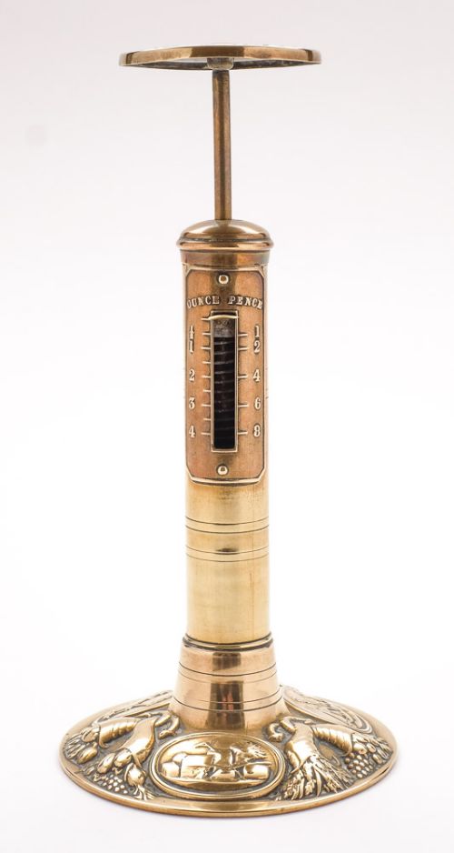 Nice Victorian brass candlestick shaped postal scales -circa 1860