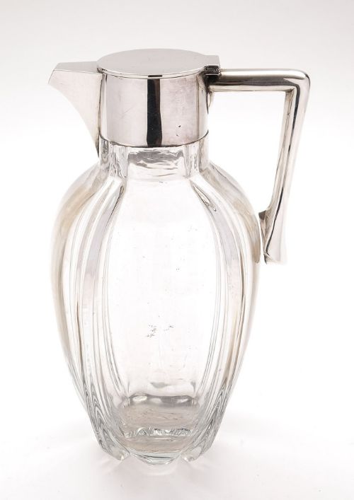 Edwardian Silver Handled Glass Claret Jug - English Antique - 1903