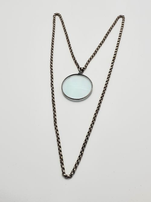Stylish Silver Magnifying Glass on Chain - Magnifying Glass Necklace/ Pendant - circa 1950