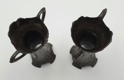 Charming Pair of WMF Pewter Vases - German Antique Flower Vase - Circa 1900