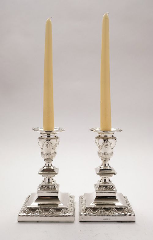 Wonderful pair of English antique silver-plated candlesticks - circa 1905