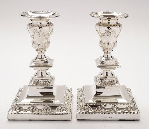 Wonderful pair of English antique silver-plated candlesticks - circa 1905