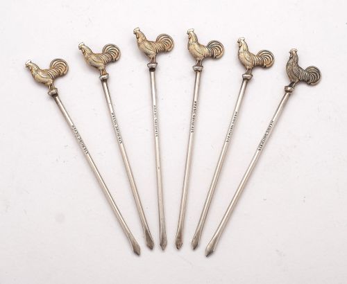Harrods sterling silver cocktail sticks - circa 1930