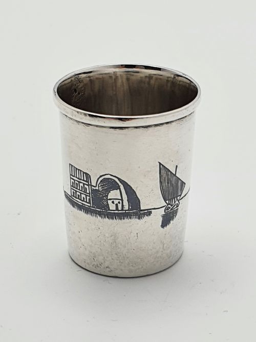 Fabulous Middle Eastern Silver Set of Cups on Tray - circa 1920