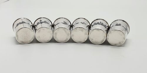 Fabulous Middle Eastern Silver Set of Cups on Tray - circa 1920