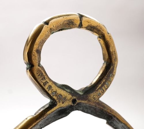 Victorian antique flower basket brass door stop - door porter - circa 1890