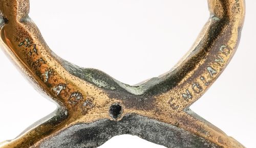 Victorian antique flower basket brass door stop - door porter - circa 1890