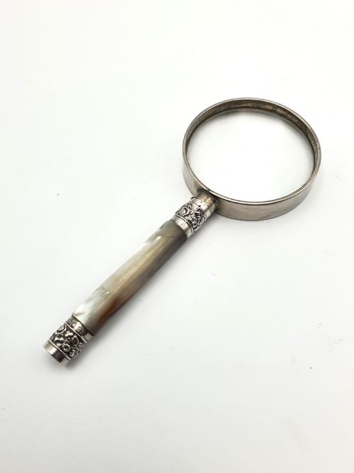 Victorian antique mother of pearl handled magnifying glass - 1894