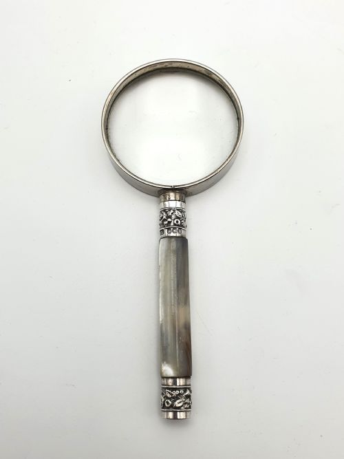 Victorian antique mother of pearl handled magnifying glass - 1894
