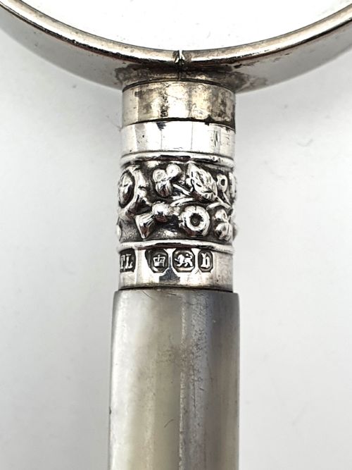 Victorian antique mother of pearl handled magnifying glass - 1894