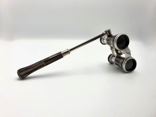 Stylish Aluminium and Mother of Pearl Extending Opera Glasses - circa 1920