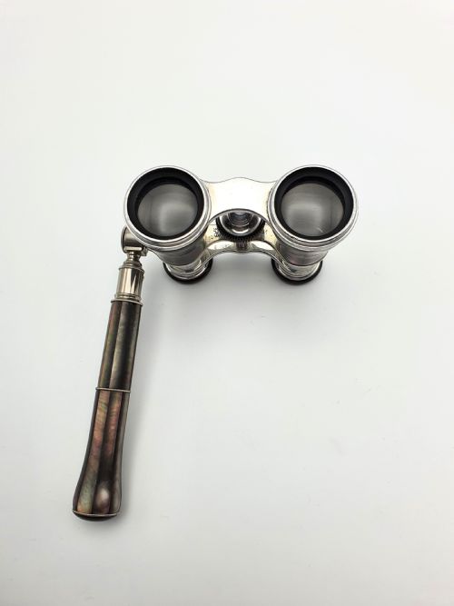 Stylish Aluminium and Mother of Pearl Extending Opera Glasses - circa 1920