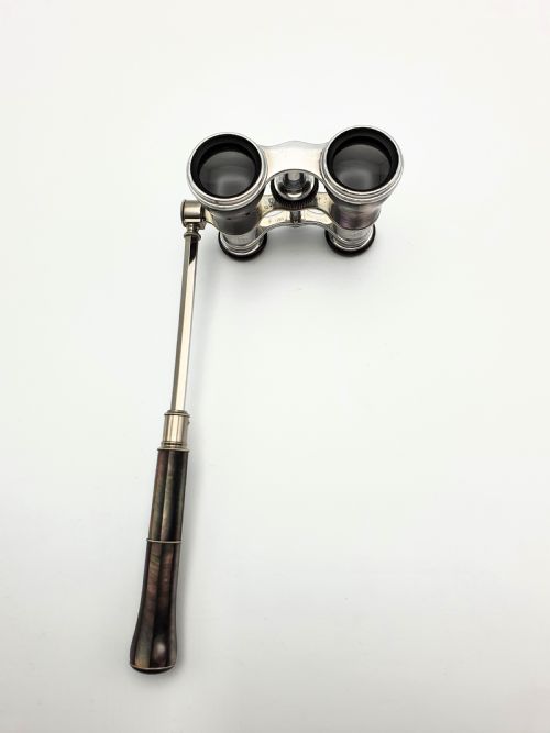 Stylish Aluminium and Mother of Pearl Extending Opera Glasses - circa 1920
