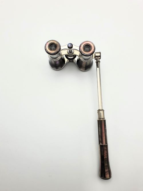 Stylish Aluminium and Mother of Pearl Extending Opera Glasses - circa 1920