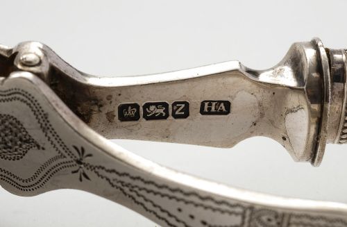 Beautiful antique Victorian solid silver and mother of pearl serving tongs - 1892