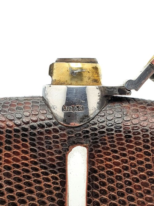 Handsome English Antique Silver Plate and Leather Hip Flask - circa 1920