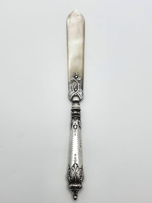Wonderful Victorian silver and mother of pearl paper knife - English Antique - 1896