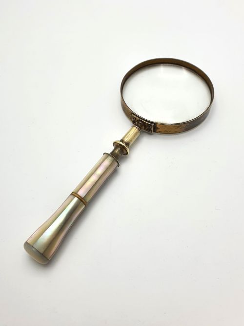 Lovely Large Edwardian Mother of Pearl and Brass Magnifying Glass - circa 1905