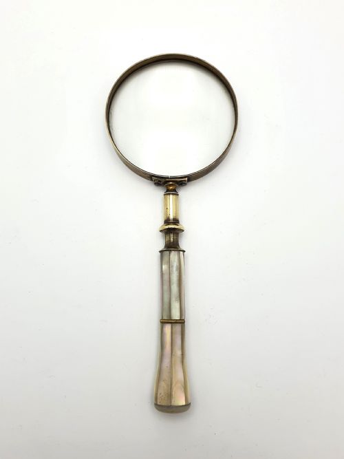 Lovely Large Edwardian Mother of Pearl and Brass Magnifying Glass - circa 1905