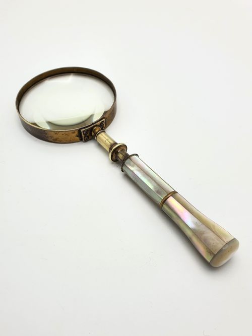 Lovely Large Edwardian Mother of Pearl and Brass Magnifying Glass - circa 1905