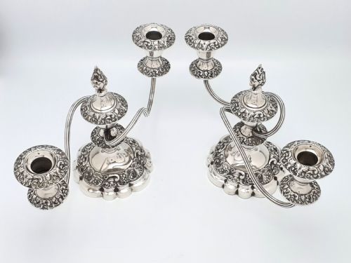 Fabulous Pair of Edwardian Low Candelabras - circa 1905