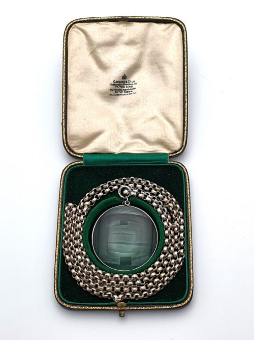 Stylish Silver Magnifying Glass on Chain - Magnifying Glass Necklace/ Pendant - circa 1950