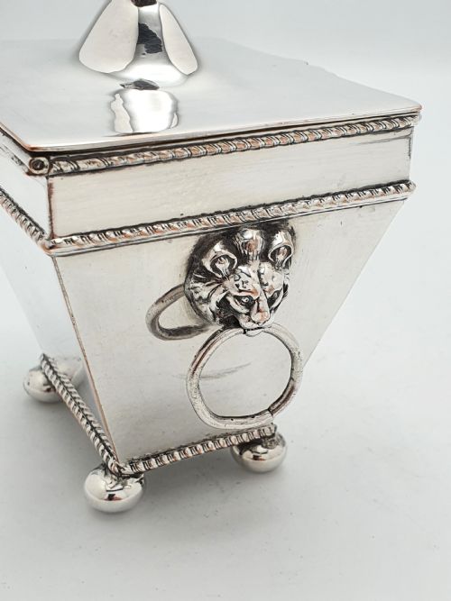 Edwardian Sheffield Silver Plated Tea Caddy and Spoon - circa 1905
