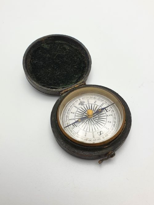 Charming Victorian Leather Cased Pocket Compass - circa 1870