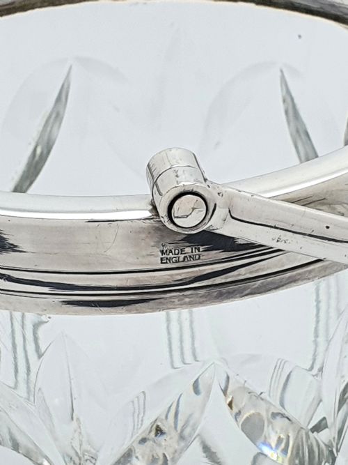 Fabulous English Cut Glass and Silver-Plated Ice Bucket and Tongs - circa 1930