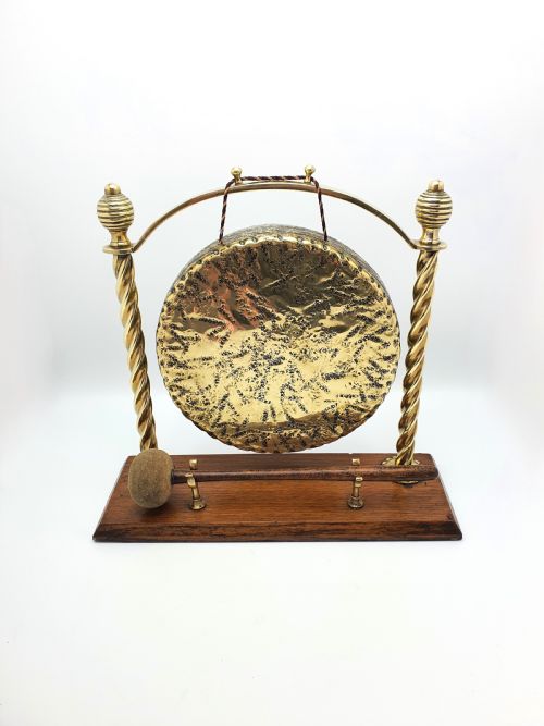 Lovely Edwardian Brass and Oak Dinner Gong - circa 1905