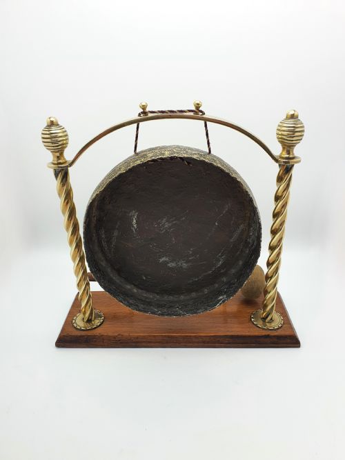 Lovely Edwardian Brass and Oak Dinner Gong - circa 1905