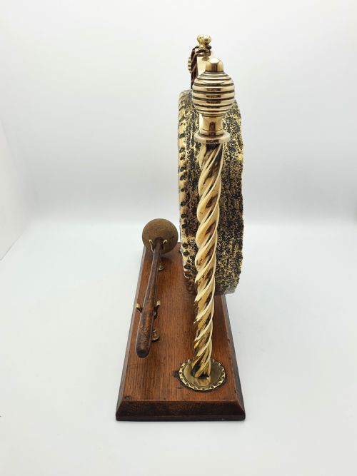 Lovely Edwardian Brass and Oak Dinner Gong - circa 1905