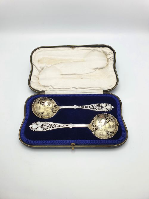 Stunning Pair of Solid Silver Serving Spoons - 1904