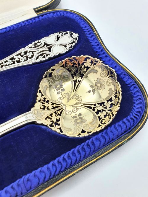Stunning Pair of Solid Silver Serving Spoons - 1904