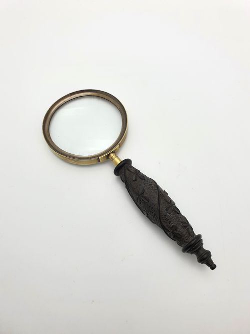 Handsome Irish Bog Oak Handled Magnifying Glass - circa 1900