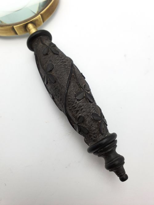 Handsome Irish Bog Oak Handled Magnifying Glass - circa 1900