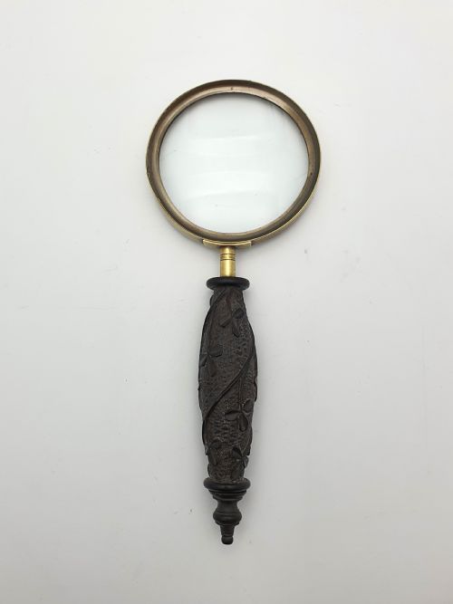 Handsome Irish Bog Oak Handled Magnifying Glass - circa 1900
