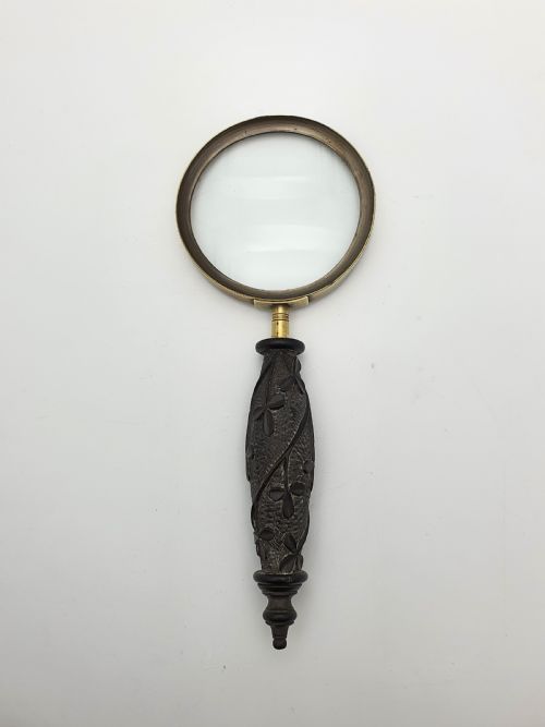 Handsome Irish Bog Oak Handled Magnifying Glass - circa 1900