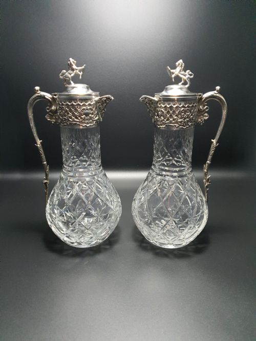 Magnificent Pair of Cut-Glass Claret Jugs - circa 1930
